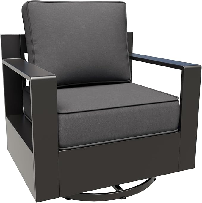 Aluminum Outdoor Swivel Rocker Chairs Set of 2 - All Weather Use Porch Furniture, 2 Pieces 360 Degree Swivel Glider Patio Chairs with 6" Water-Resistant Cushion & Chair Covers (Grey)
