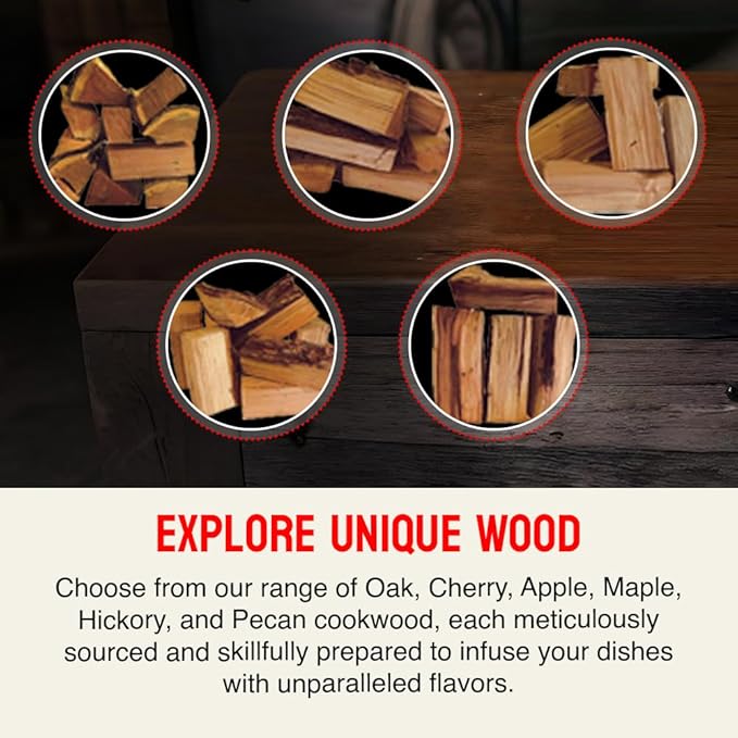 Smoking Wood Mini Splits, 6-Inch Firewood Logs, Naturally-Cured Cherry Hardwood for Wood-Fired Ovens, Smokers, BBQ & Charcoal Grills, USA Made, 12-17 lbs., 800 Cubic Inches