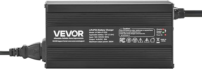 VEVOR 12V 20A Lithium Battery Charger, 14.6V, AC-DC LiFePO4 Smart Charger, with Anderson Connector, LED Indicator, 0V Activation, for Lithium LiFePO4 Deep Cycle Rechargeable Batteries of Boat, RV