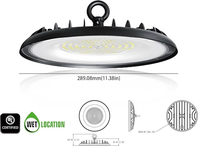 150W LED High Bay Light 16,000LM 5000K High Bay Shop LED Lights Commercial,IP65 Waterproof,Energy Saving for Warehouse/Garden/Hotel/Mall/Barn/Factory UL-Listed