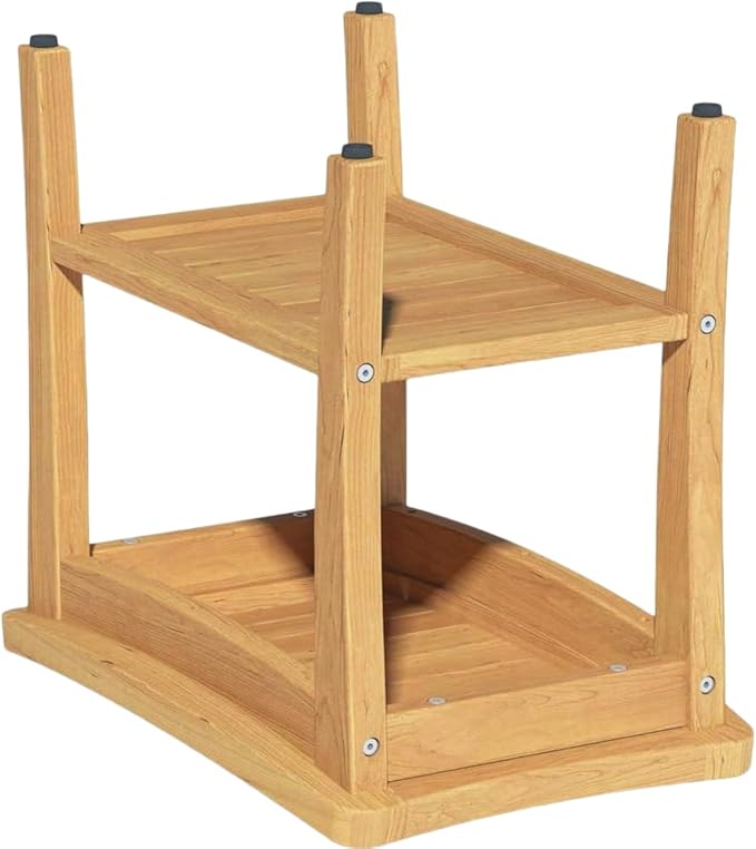 OTSUN Teak Shower Bench with Shelf & Non-Slip Feet, 17 Inch Heavy Duty Shower Chair for Inside Shower, Shower Stools for Seniors
