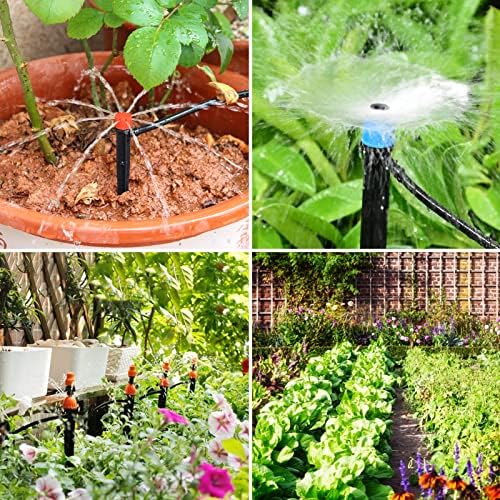 Drip Irrigation System, 213FT Drip Irrigation Kit for Garden - 50FT Main & 163FT Branch Tubing, Adjustable Nozzles for Drip or Mist Cooling, Irrigation System for Garden, Lawn, Patio, Raised Bed