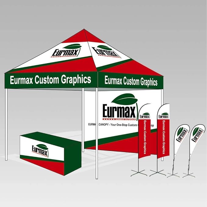 Eurmax USA 5'x5' Pop Up Canopy Tent Commercial Instant Canopies with Heavy Duty Roller Bag,Bonus 4 Sand Weights Bags (Beige)