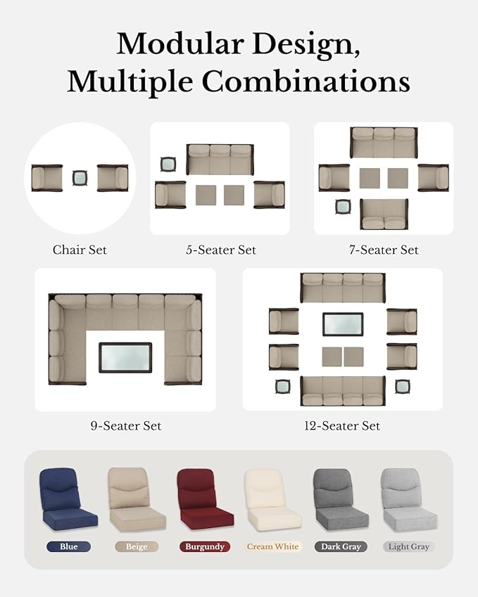 HILLGA Luxury Patio Furniture Set with 6-Inch Thick Cushions, High Back Outdoor Swivel Rocker Chairs, 2-Piece All Weather Conversation Set for Porch Deck Balcony Yard, Beige (V3)