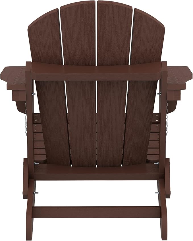 SERWALL Folding Adirondack Chair Set of 4 for Patio Garden Outdoors Fire Pit- Coffee