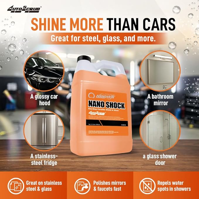 Nanoskin NANO SHOCK One-Step Ceramic Shield & Gloss 16 Oz. – SiO2 Spray Sealant, Clay Lubricant & Hydrophobic Coating | Easy Spray-On Wipe-Off Gloss for Cars, Trucks & RVs