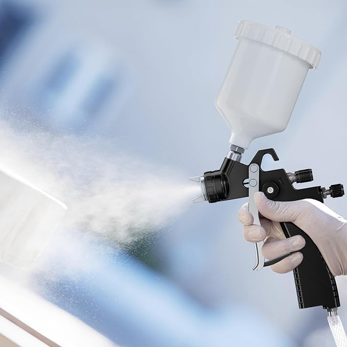 LVLP Air Spray Gun Premium Kit with 1.3/1.5/1.7mm Nozzle & Air Regulator,Automotive Paint Sprayer, for Cars & House DIY Painting Gun(Black)