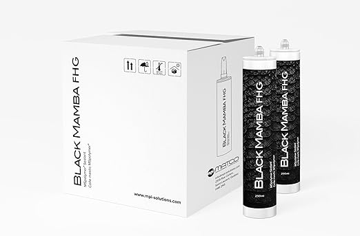 Black Mamba FHG High Tack Adhesive - MS Polymer Sealant, Extreme Temperature Resistant, Paintable, Solvent-Free, Heavy Duty Construction Adhesive - Black - 2 Pack