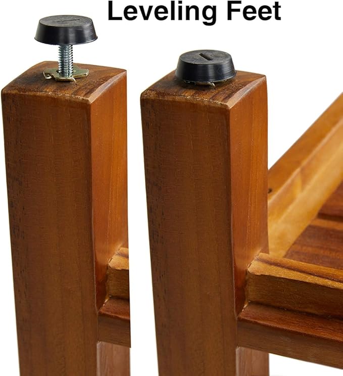 TeakCraft Teak Shower Bench with Shelf 30 inch Wood Spa & Shower Stool - Fully Assembled, The Liv
