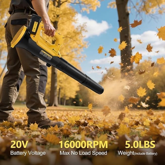 Orientools Leaf Blower Cordless, 20V Powerful Electric Cordless Leaf Blower 2×4.0 Ah Batteries & Charger, Variable Speed Trigger, Portable Lightweight Blowers for Lawn Care, Yard, UL 62133 Certified