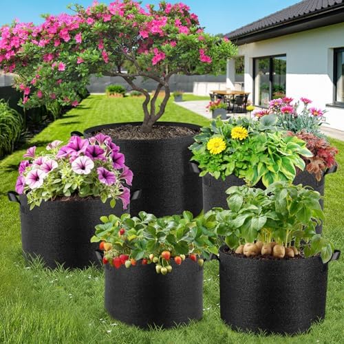 Jorvila 5-Pack 3 Gallon Grow Bags