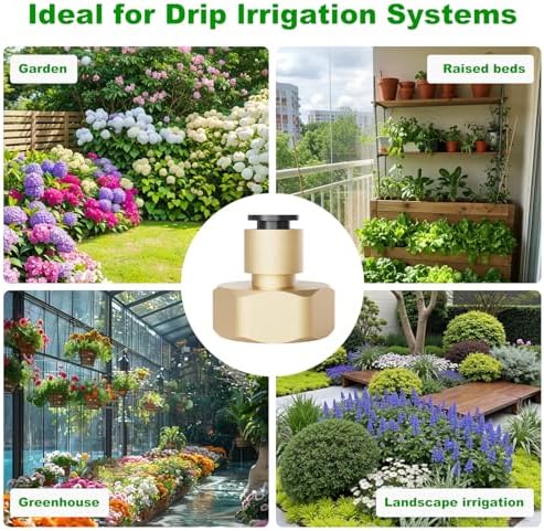 1/4 Inch Brass Drip Irrigation Connector, Barbed Brass Fitting for 1/4" Tubing, Leak-Resistant Adapter for Garden & Drip Irrigation Systems, 2 Pack