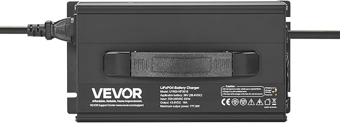 VEVOR 36V 18A Lithium Battery Charger, 43.8V, AC-DC LiFePO4 Smart Charger, with Anderson Connector, LED Indicator, 0V Activation, for Lithium LiFePO4 Deep Cycle Rechargeable Batteries of Boat, RV