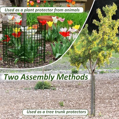 Metal Tree Trunk Protector, 4 Pack 36" Mesh Tree Guards Tree Protectors with Zip Ties, Stakes, ExpandableTree Trunk Protector Guard, Tree Protectors from Deer, Mower, Animals(36",4 Pack)