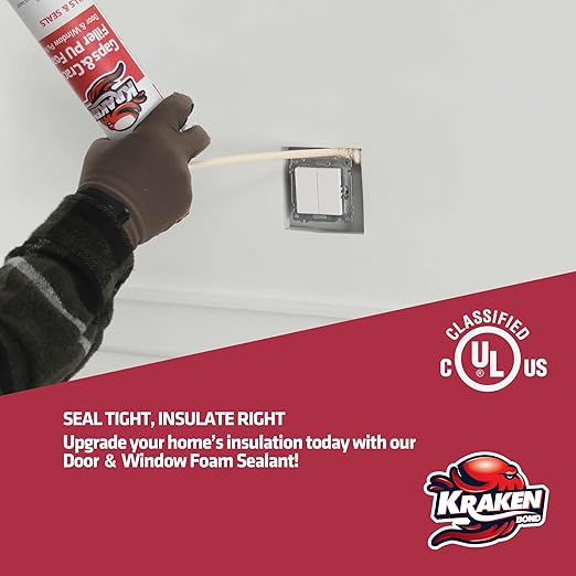 Kraken Bond Gaps & Cracks Expanding Foam Sealant - (48x12oz) High Expansion Polyurethane Spray Foam for Window & Door, Straw Use Waterproof High Yield Gap Filler - 48 Pack