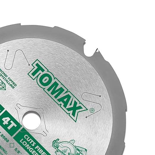 TOMAX PCDM61204 6-1/2 Inch 4 Tooth Polycrystalline Diamond Tipped (PCD) Hardie Fiber Cement Saw Blade with 5/8-Inch DMK Arbor