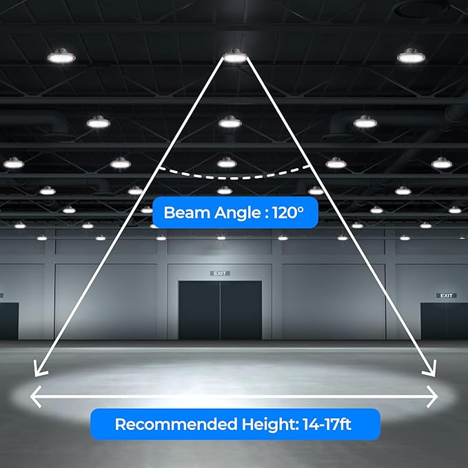 CINOTON UFO LED High Bay Light, 160W/120W/80W Switchable, AC100-277V LED Shop Lights with US Plug, 24000LM Dimmable 0-10V Commercial Bay Lighting for Garage Workshop 5000K Daylight-UL Listed, 4 Pack