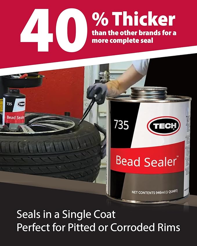 TECH Natural Rubber Sealer, 1 Quart – Stops Leaks Between Rim and Edge, Fills Gaps for Old or New Wheels, Compatible with Tubeless Sealants, Solution for Reliable Leak Prevention and Repairs