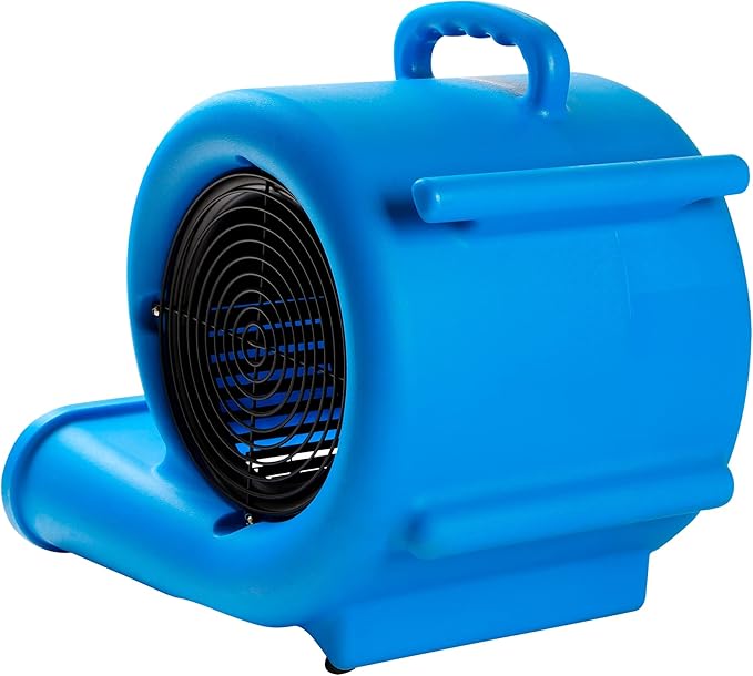 MOUNTO 1/3 HP 2000 CFM Air Mover for Water Damage Restoration – Heavy-Duty Carpet Dryer & Floor Blower Fan with 3 Speeds, Dual GFCI Outlets & 25ft Power Cord