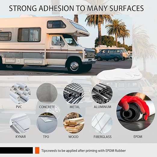 RV Roof Lap Sealant Self Leveling,8 Pack RV Roof Silicone Sealant White, Waterproof Flexible EPDM RV Sealant and Caulking Exterior Repair Kit for Campers,Trailers, Motorhomes