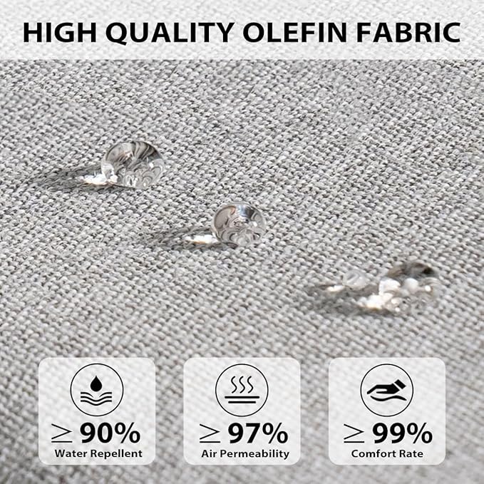 Sundale Outdoor Olefin Chaise Lounge Cushion, Water-Resistant Patio Lounge Chair Cushion, Thick Lounger Pad with 4 Straps Light Gray, 80 x 26 x 4 Inches