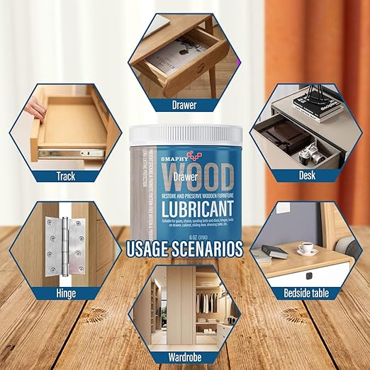 SMAPHY Wood Lubricant for Home Projects, Multi-Purpose Semi Paste Wax for Wood to Reduce Frictions of Drawer Slide, Door Hinge Lubricant for Preserving Furniture & Restoring Wooden Slide