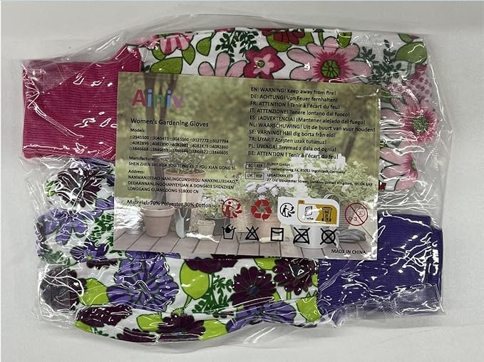 Ainiv Floral Gardening Gloves for Women/Ladies, Non-Slip Garden Work Gloves,Breathable Yard Work Glove Light Working Gloves