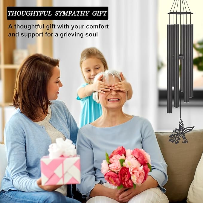 Hummingbirds Wind Chimes with Sympathy Wind Spinner,Outside Garden Decor for Women Mom and Grandma,Memorial Wind Chimes for Loss of Loved One Prime,Bereavement/Sympathy/Memorial Gift