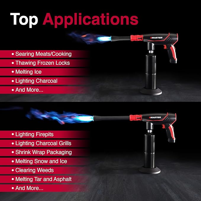 MASTER APPLIANCE VMAX 550 Propane Torch - Dual Nozzle Fire Starter & Grill Gun - Self-Igniting Flame for BBQ's, Fire Pits, Campfires & Sous Vide - Pro Grade Design, Engineered in USA