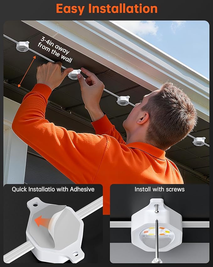YAYZA! Permanent Outdoor Lights Pro,150ft 108 LED Smart RGB+IC+Warm/Cool White Christmas Eave Lights, 135lm, Music Sync & DIY Scenes, IP67 Waterproof for Outside Decor Works with Alexa,Google, Remote