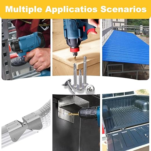 180 PCS #8 Self-Tapping Screws Assortment Kit with Driver,410 Stainless Steel Pan Head Self Drilling Screws in 6 Sizes(1/2", 5/8", 3/4", 1", 1-1/4", 1-1/2") (Pan Head #8 kit Silver)