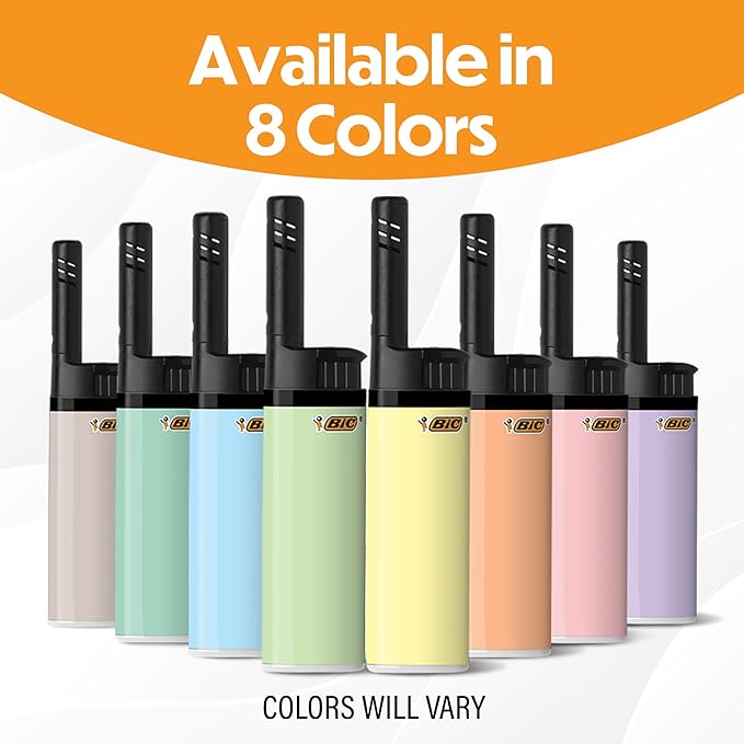 BIC EZ Reach Lighters, Candle Lighters for Stocking Stuffers, Pastel Collection, 6-Pack