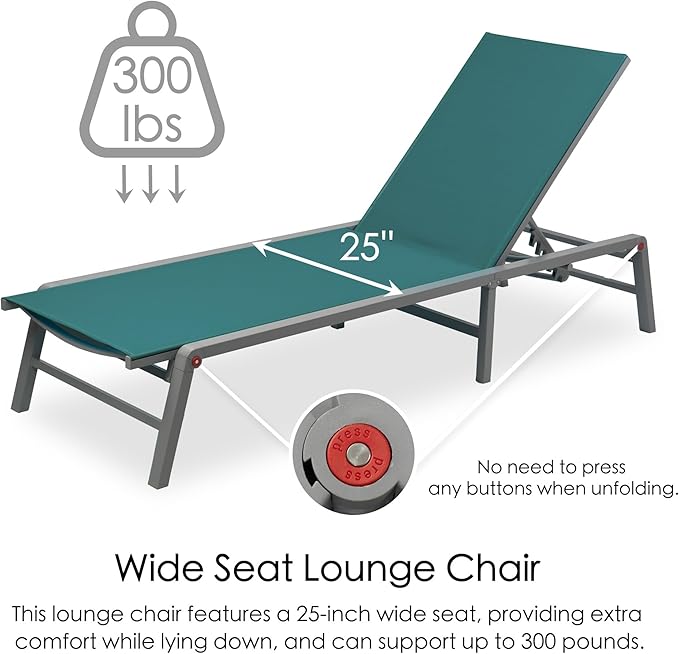 Kozyard Lounge Chair Outdoor Foldable Outdoor Lounge Chair (MintGreen Textilence W/O Table)