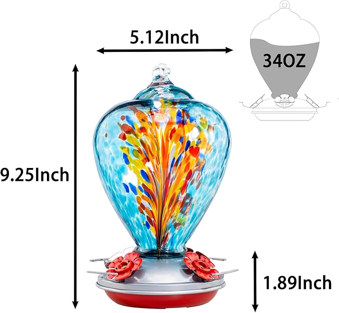 Muse Garden Gifts for Women Glass Hummingbird Feeder for Outdoors Hanging, Birthday Mother‘s Day Christmas Valentine Hummingbird Gifts for Women Mom, Ant Moat Included, 2 Pack, Comet and Starry Night