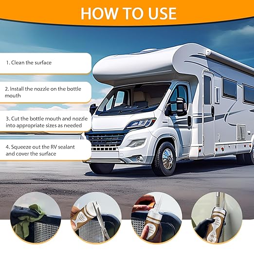 Self-Leveling RV Roof Sealant 10-Packs, Camper Roof Sealants - Flexible, Waterproof & UV-Resistant, Self-Leveling Caulking Agent Solves Problems Such as RV Leakage
