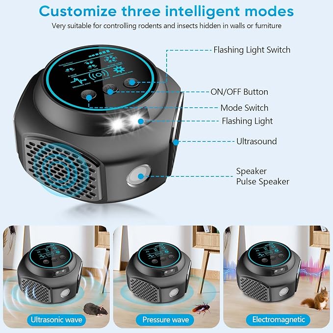 Ultrasonic Pest Repellent Plug in, Mice Repellent Indoor Ultrasonic Pest Repeller, 360° Ultrasonic Repellent for Mouse, Rodent, Squirrel, Roach, Ant, Pest Control for Home, Warehouse, Hotel
