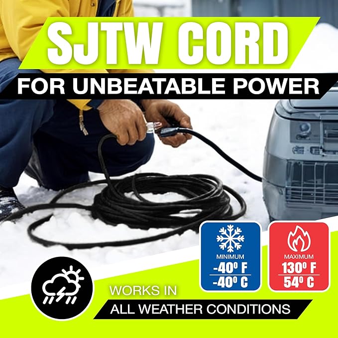 6ft Outdoor/Indoor Extension Cord 10/3 Gauge Ultra Heavy Duty 3 Prong SJTW, Waterproof, Flexible Cold-Resistant Long Power Cord,125 Amp 1875W, Black by LifeSupplyUSA