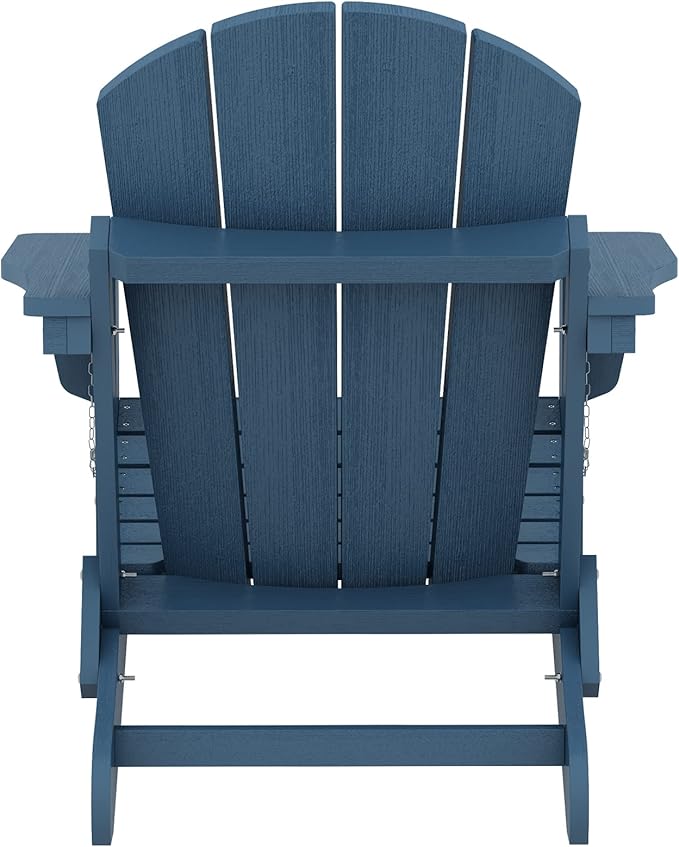 SERWALL Folding Adirondack Chair Patio Chair Lawn Chair Outdoor Adirondack Chairs Set of 8 Weather Resistant for Patio Deck Garden, Backyard Deck, Fire Pit - Blue