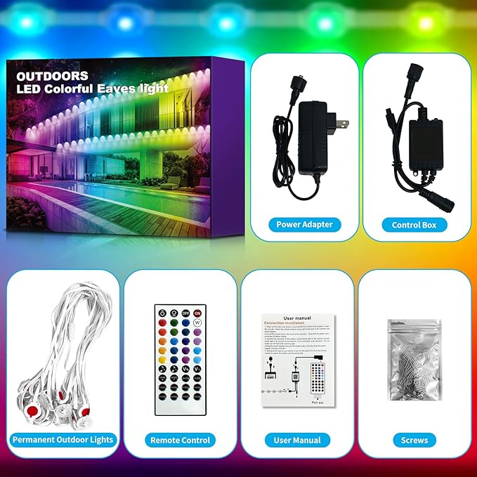 XINKAITE 500FT Permanent Outdoor Lights with 250 LEDs - Smart RGB+IC with 16 Million Colors, IP67 Waterproof, App & Remote Control, Hundreds of Modes for Holidays, Christmas & Home(2 Rolls 250FT)
