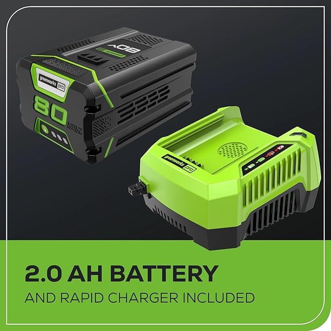 Greenworks 80V (75+ Compatible Tools) 20” Brushless Cordless Snow Blower, 2.0Ah Battery and Charger Included