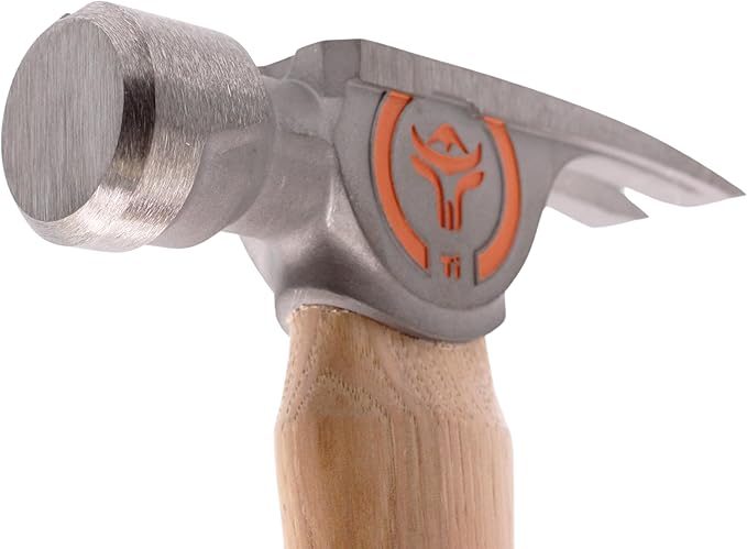 Wrango Tools 14oz Titanium Hammer - Smooth Face Framing Hammer with 38mm Diameter Pole & Curved 17" Hickory Handle for Framing, Roofing, Carpentry & Construction - Magnetic Nail Starter