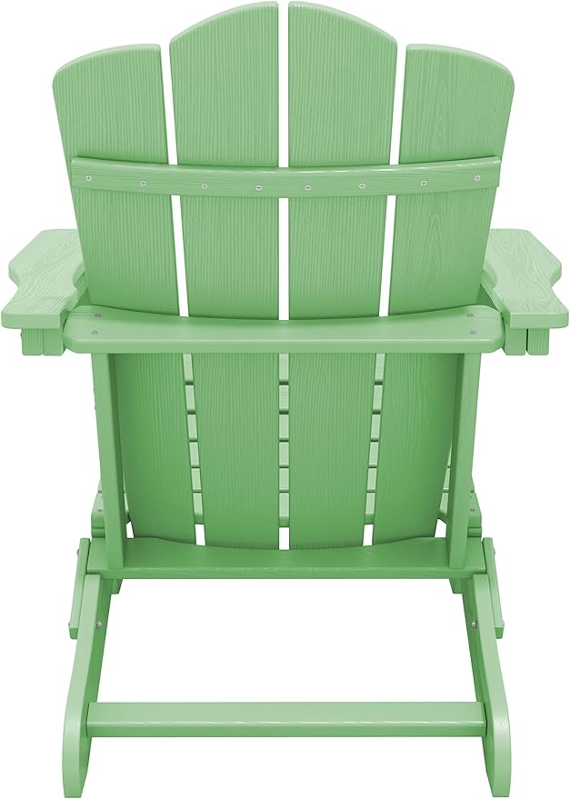 KINGYES Folding Adirondack Chair Set of 6, HDPE All-Weather Folding Adirondack Chair, Light Green