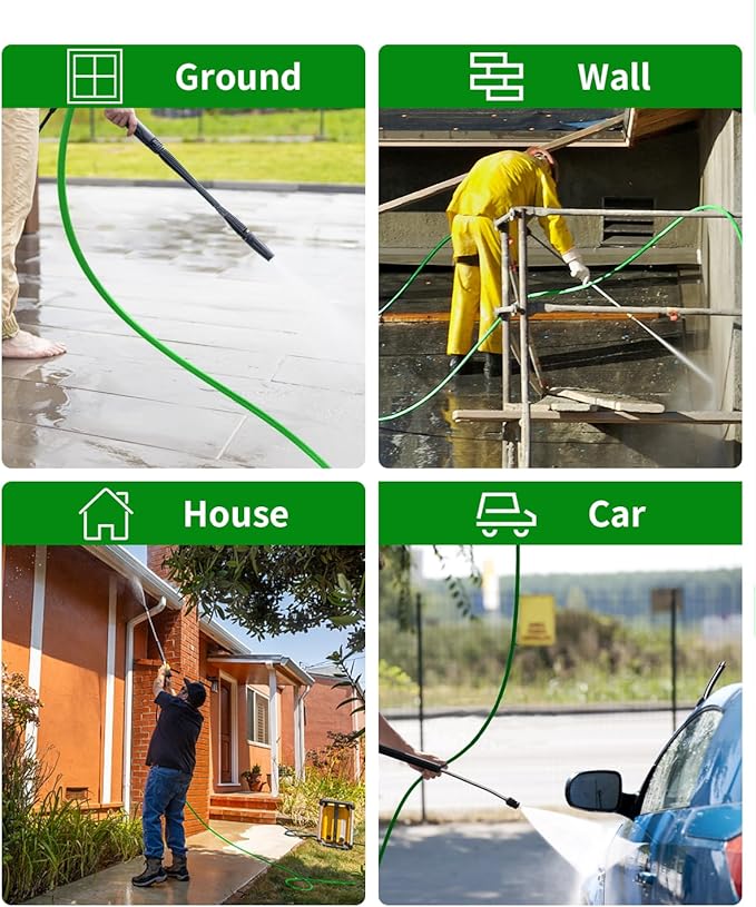 Pressure Washer Hose 50FT 3/8" for Cold and Hot Water 212°F, with Swivel Quick Connect, 4500PSI Kink Resistant Grade Steel Wire Braided, Power Washer Hose With 2pcs M22-14mm Adapter