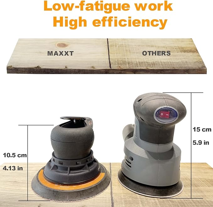 MAXXT Electric 5mm Random Orbital Sander, Brushless 350W 3A Palm Sander, Multi-function Variable Speed Electric Corded Orbital Sanders Machine with 6Inch Sanding Pad, 10 Sanding Paper for Woodworking