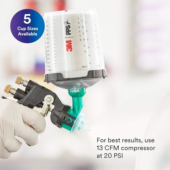 3M Accuspray Paint Spray Gun System with PPS 2.0, 26580, Standard, 22 Ounces, , 1 Paint Gun,1 Paint Cup,5 Disposable Lids and Liners,5 Nozzles,3 Sealing Plugs- Pack of 2