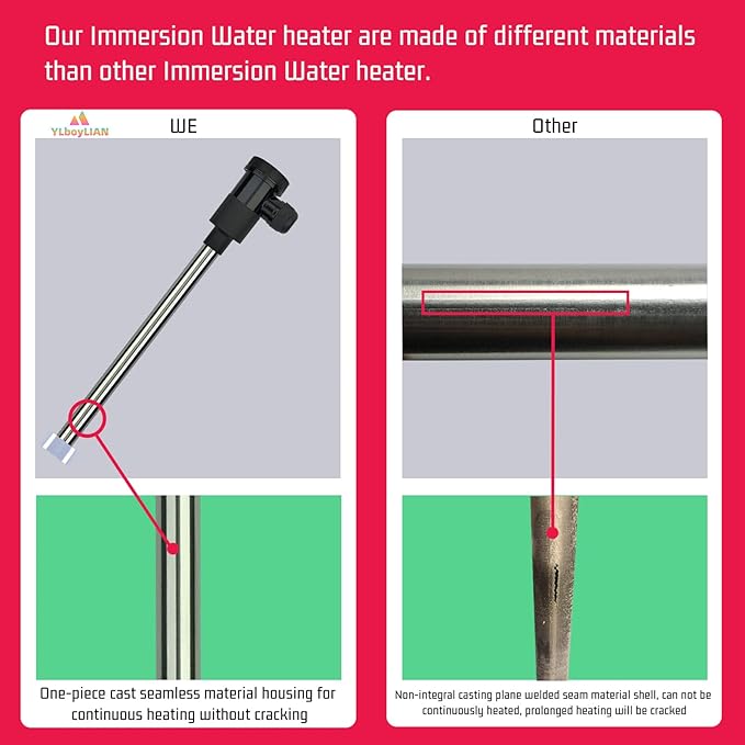 1800W Titanium Submersible Electric Immersion Water Heater with Temp Control & GFCI – Portable Heater for Hot Tubs, Above-Ground Pools, Inflatable Pools, Baptistry, Spa Tubs & Swimming Pools