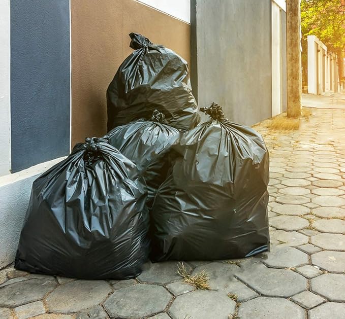 Tasker Contractor Garbage Bags 55 Gallon | Value 50 Trash Bags w/Ties | Extra Large Industrial Trash Bags 55 Gallon, Lawn and Leaf Bags, Extra Large Outdoor Contractor Trash Can Liners, 50-60 Gallon
