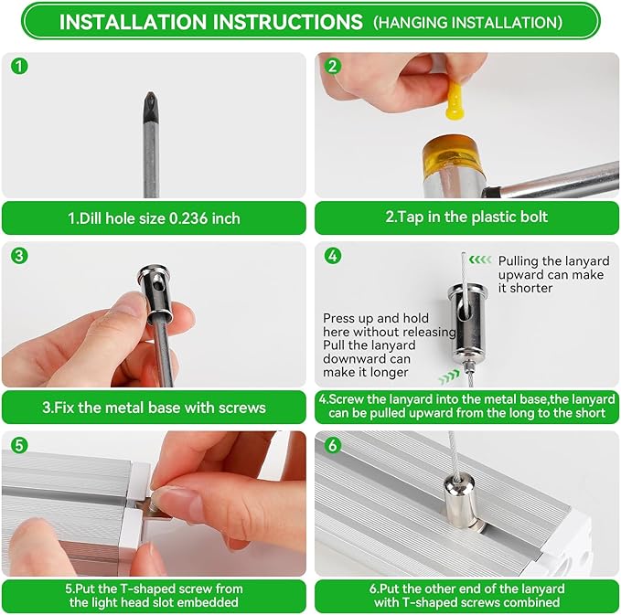T12 4FT LED Shop Light Garage Lights,65W 5000K 10400LM Daylight Color,Super Bright,Plug and Play,Hanging/Surface Mount,Linkable Commercial Bay Lighting for Basement Warehouse Workshop,6Pack