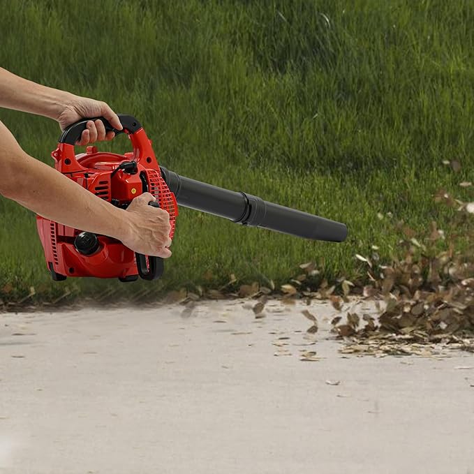 25.4cc Gas Leaf Blower Vacuum Mulcher, 2-in-1 Handheld Garden Leaf Blower, 2-Stroke 275CFM Yard Vacuum with Large Collection Bag for Lawn Yard Driveway Cleaning(Red)