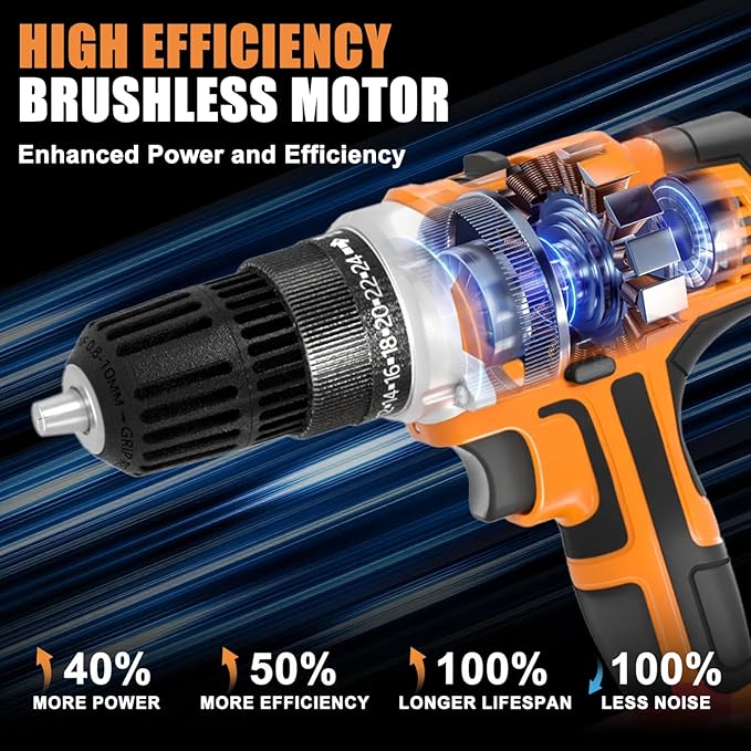 GardenJoy 20v Cordless Drill Set, Power Electric Kit 2 Batteries With Charger 30Nm 2-Speed 3/8" Keyless Chuck 24+1 Torque Drill Driver screwdriver Bits with LED Electric Work Light for MEN DIY